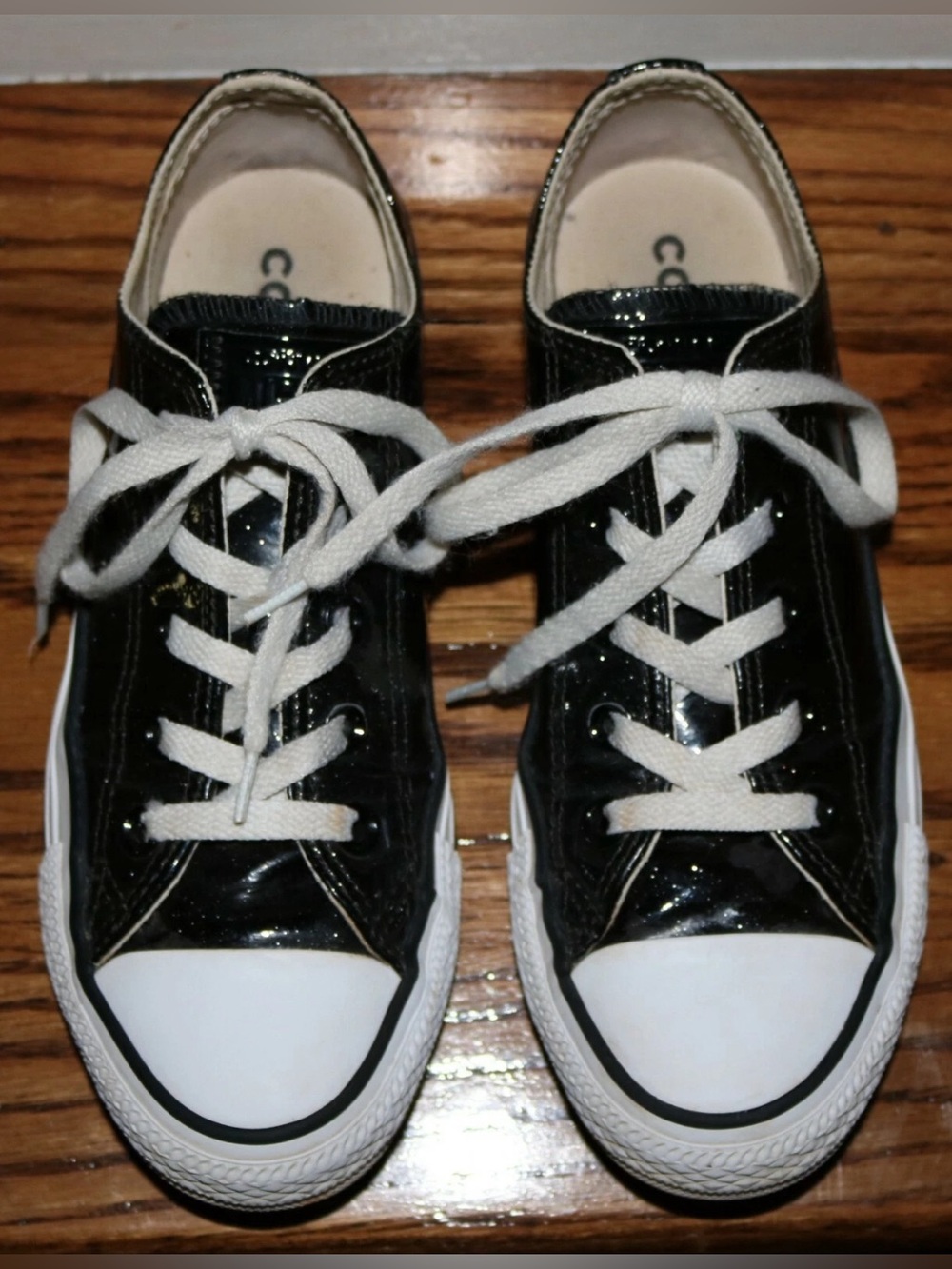Women's Converse Chuck Taylor Black Sparkle Patent Shoes Sneakers - Size 6M